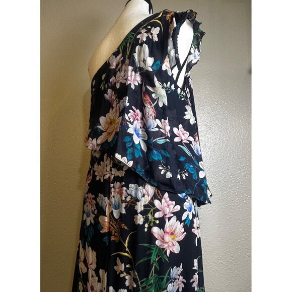 Slate & Willow Women's Maxi Dress Black Hudson Floral One-Shoulder Sz 4 - Picture 10 of 15